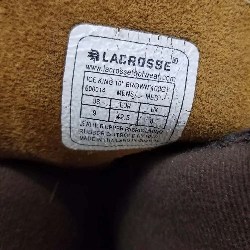 LaCrosse Ice King Boots Mens Size 9 Brown 10